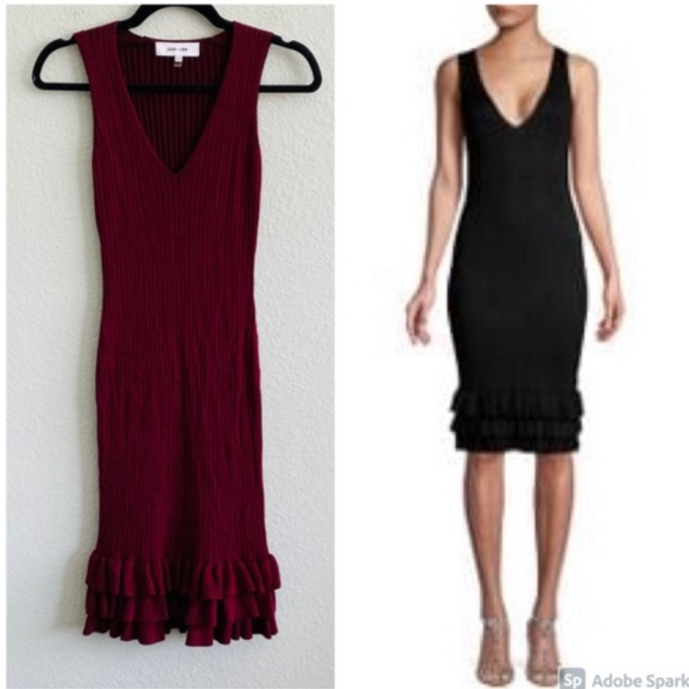 John + Jenn Louis Ribbed Bodycon Ruffle Hem Dress